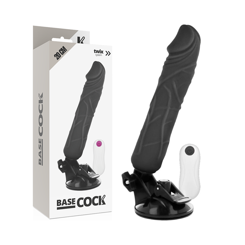 Vibromasseur Réaliste à Télécommande BASECOCK Noir 20 cm - Sensations Intenses