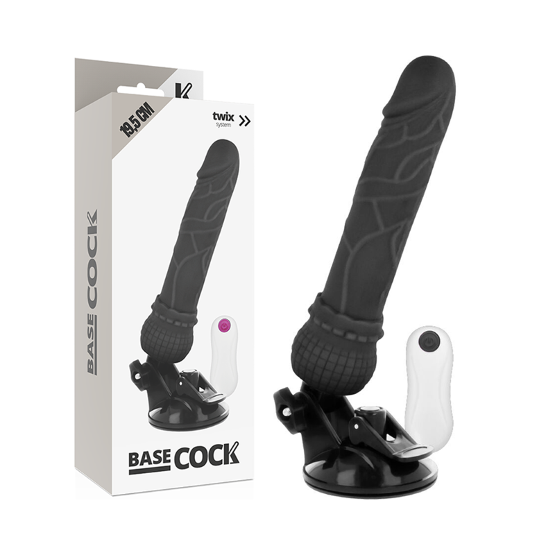 Vibromasseur Réaliste Télécommandé BASECOCK Noir - 19.5 cm d'Intensité