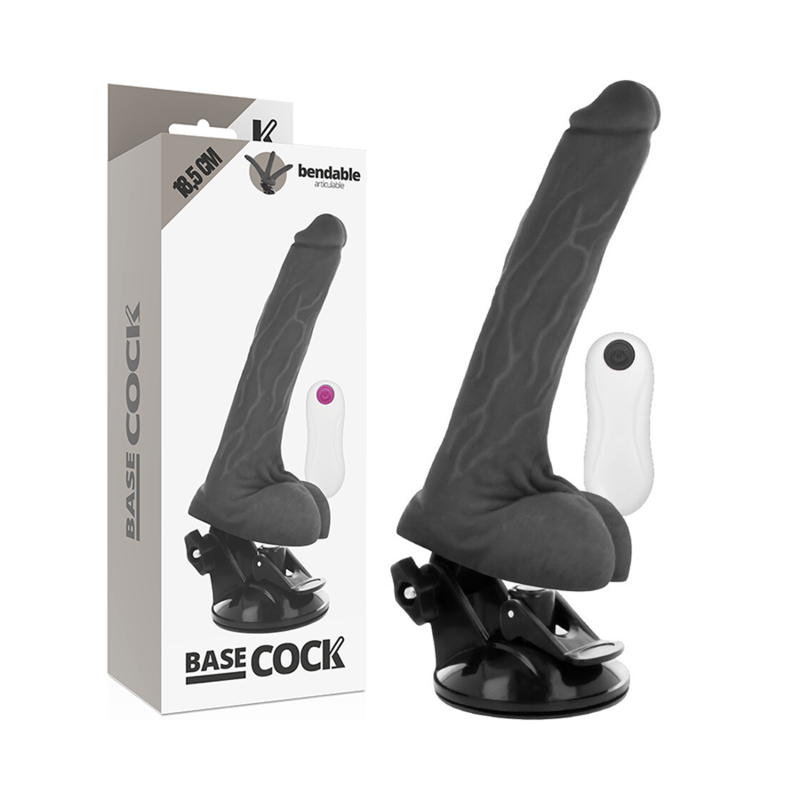 Vibromasseur Articulable BASECOCK Noir - 18,5 cm de Plaisir Réaliste