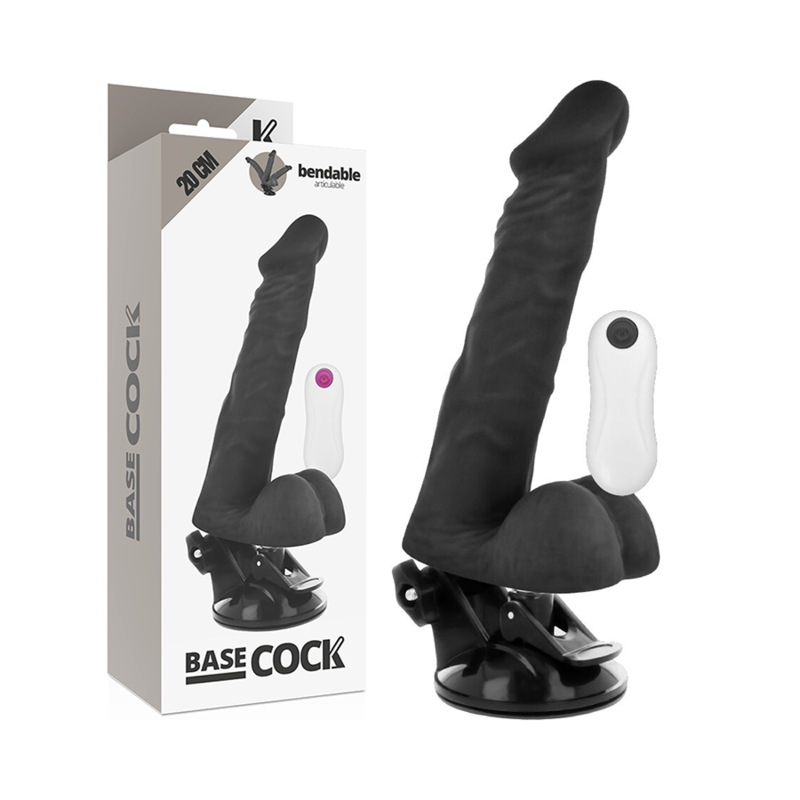 Vibromasseur Articulé BASECOCK Noir 20 cm - Réalisme et Plaisir Intense