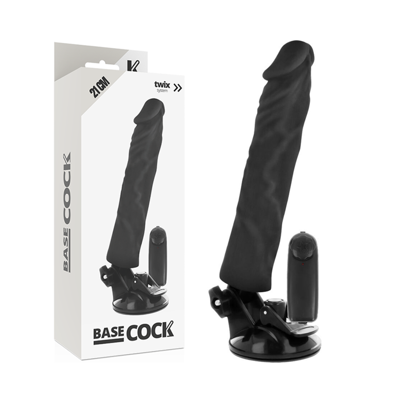 Vibromasseur Réaliste BASECOCK Noir avec Télécommande - 21 cm d'Intensité