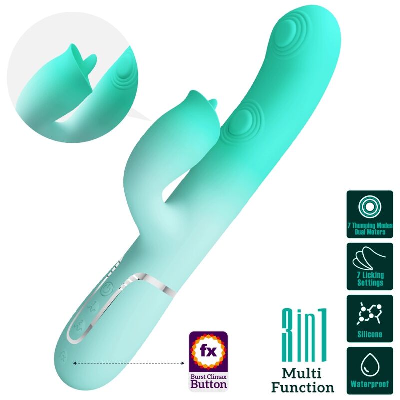PRETTY LOVE - VIBRATEUR LAPIN MULTIFONCTION GIGI VERT AQUA