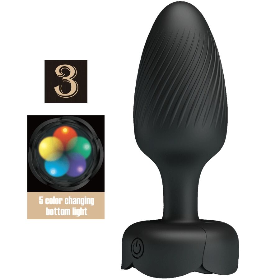 PRETTY LOVE - OSBORN PLUG ANAL AVEC LUMIÈRE LED NOIR 9,8 CM