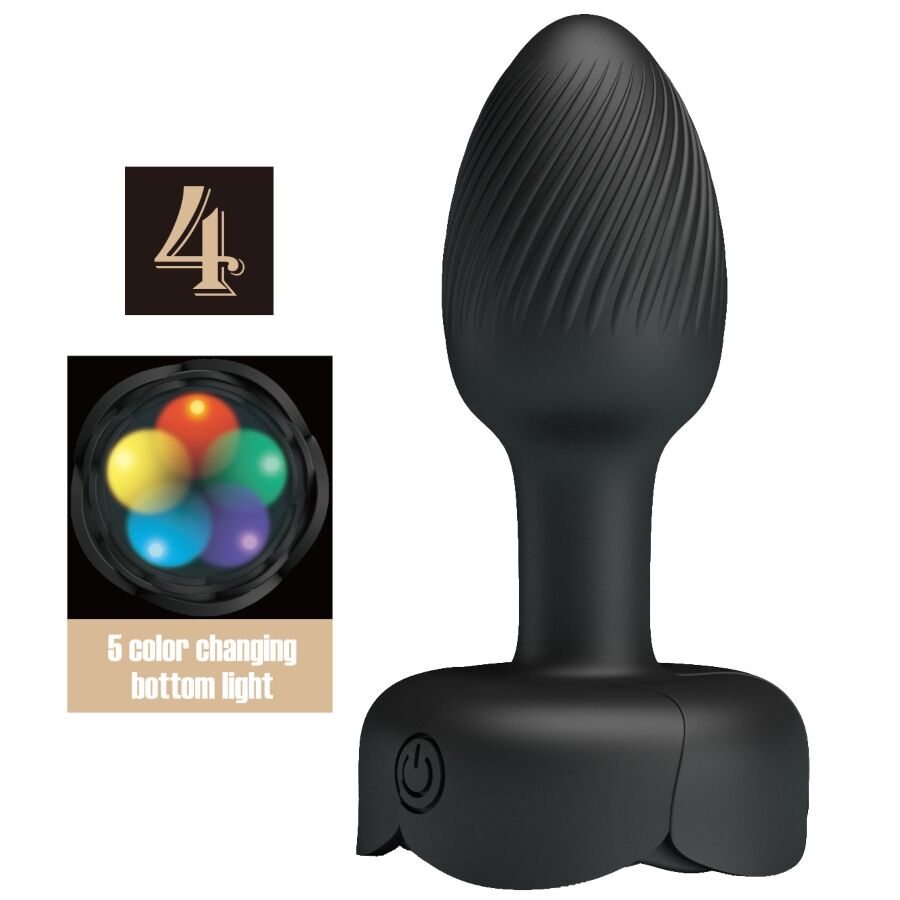 PRETTY LOVE - PLUG ANAL OLMAN AVEC LUMIÈRE LED NOIR 8,8 CM