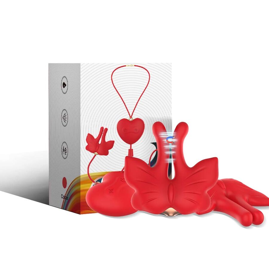 ARMONY - PINCES À TÉTONS MAGNÉTIQUES À VIBRATION FORME PAPILLON ROUGES