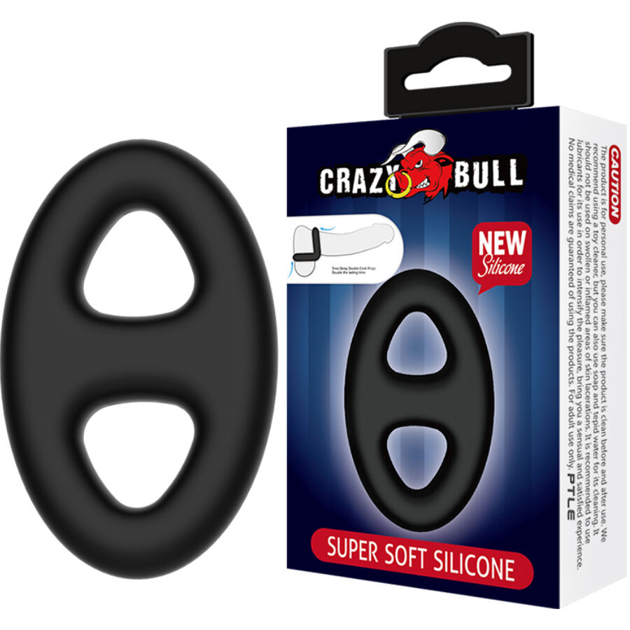 Anneau Double Ovale en Silicone Crazy Bull : Plaisir et Contrôle Intimes