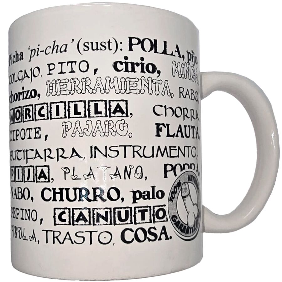 DIABLO PICANTE - TASSE BLANCHE AVEC SYNONYMES DE PÉNIS 370 ML