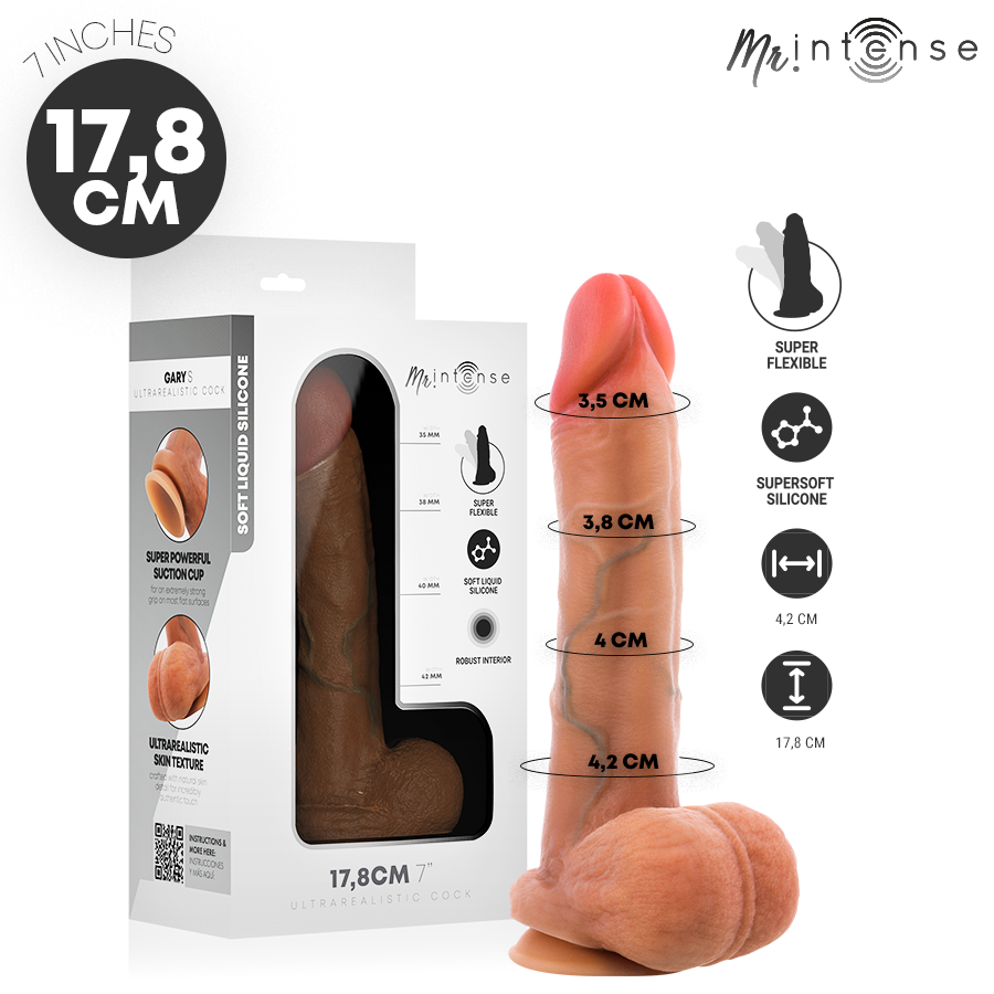 MR INTENSE - GARY S PÉNIS ULTRA-RÉALISTE AVEC TESTICULES 17,8 CM -Ø- 4,2 CM