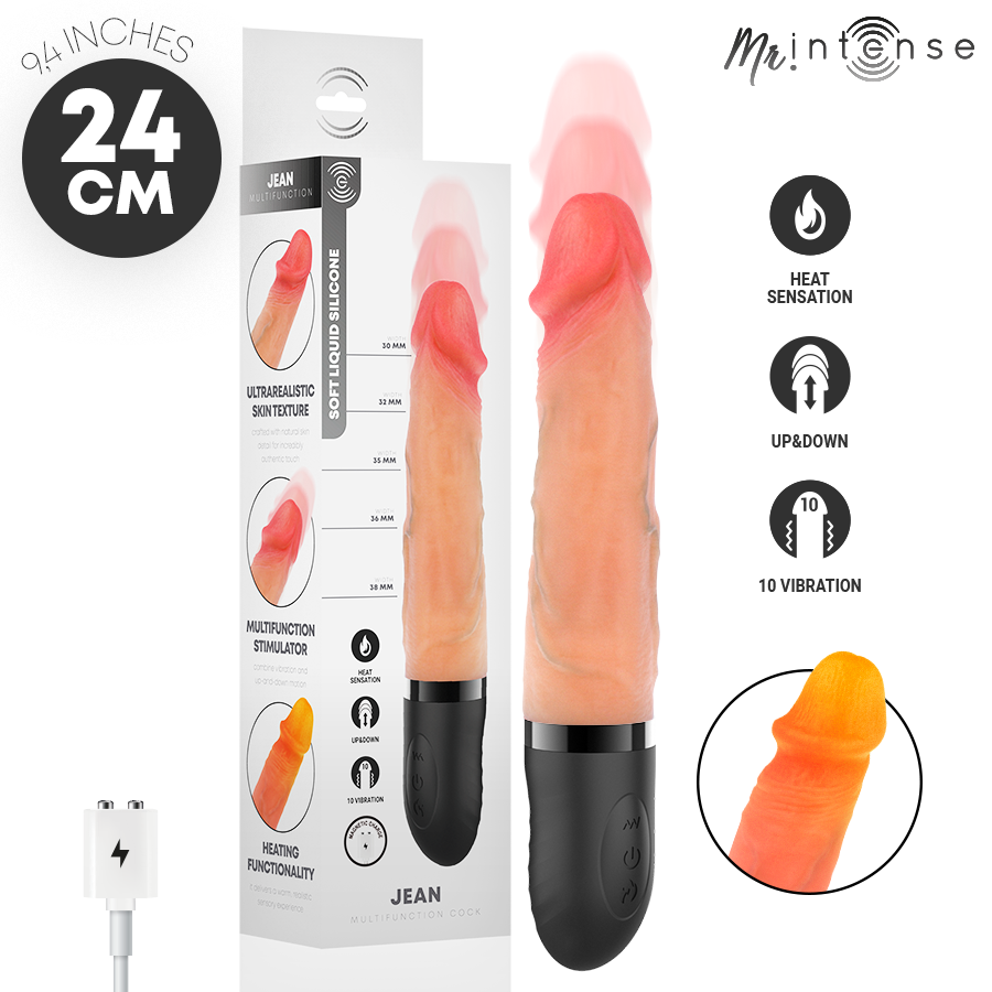 MR INTENSE - JEAN VIBRATEUR HAUT ET BAS AVEC EFFET CHAUFFANT 24 CM -Ø- 3,8 CM