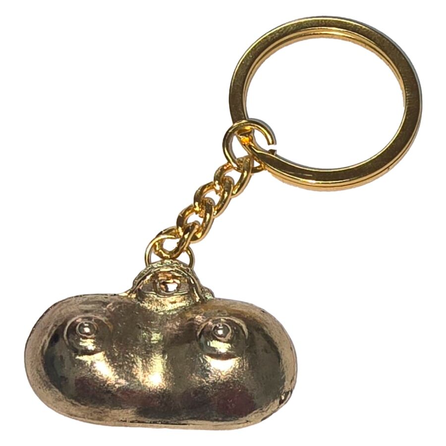 DIABLO PICANTE - PORTE-CLÉS EN MÉTAL DORÉ AVEC SEINS