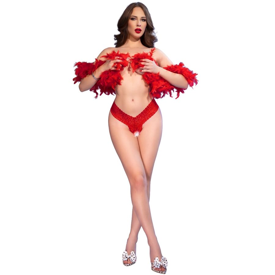 CHILIROSE - CR 4885 STRING ROUGE À ENTREJAMBE OUVERTE S