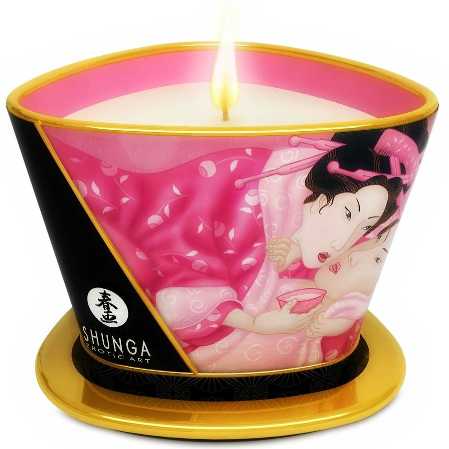 Bougie de Massage Shunga : Douceur Aphrodisiaque aux Roses 170 ml