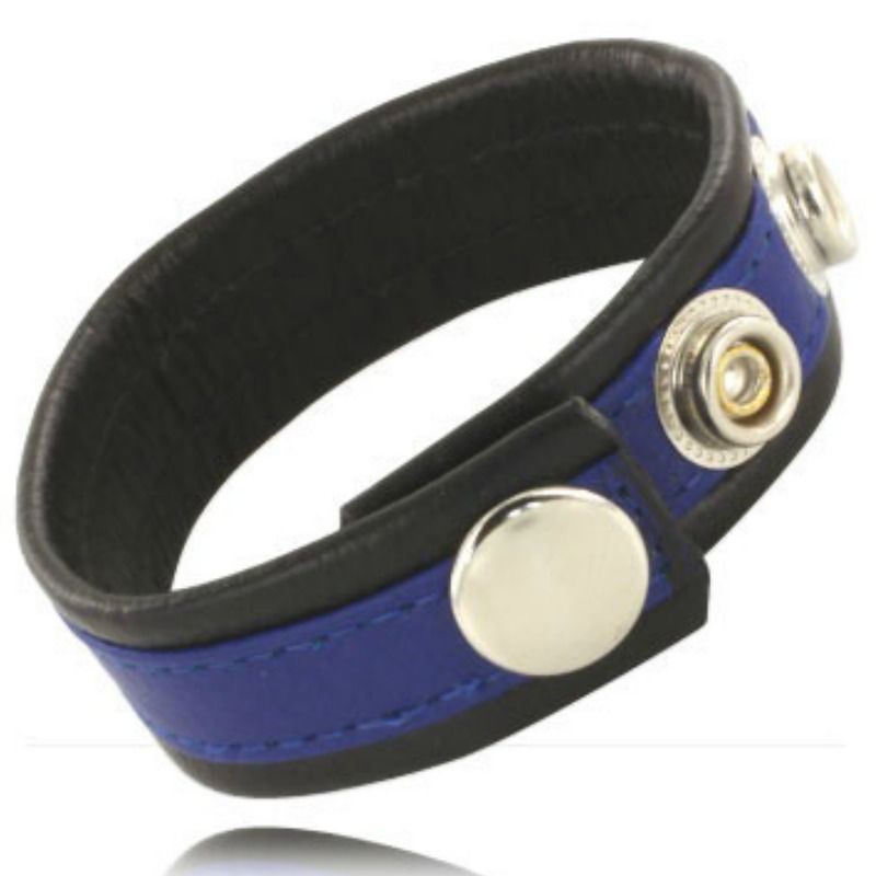 Sangle Pénienne en Cuir Bleu-Noir : Ajustable pour Plaisir BDSM Intensifié