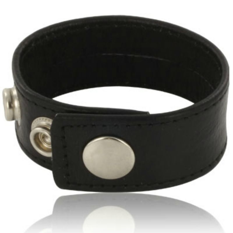Sangle Pénienne en Cuir Noir - Ajustable pour Plaisir BDSM Ultime