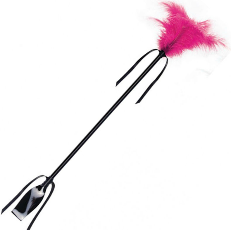 Fouet Sensuel Noir et Fuchsia avec Plumes pour des Jeux Érotiques Intenses