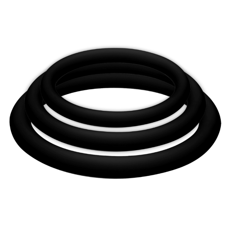 POTENZduo : Lot de 3 Anneaux Intimes Noir en Silicone Médical