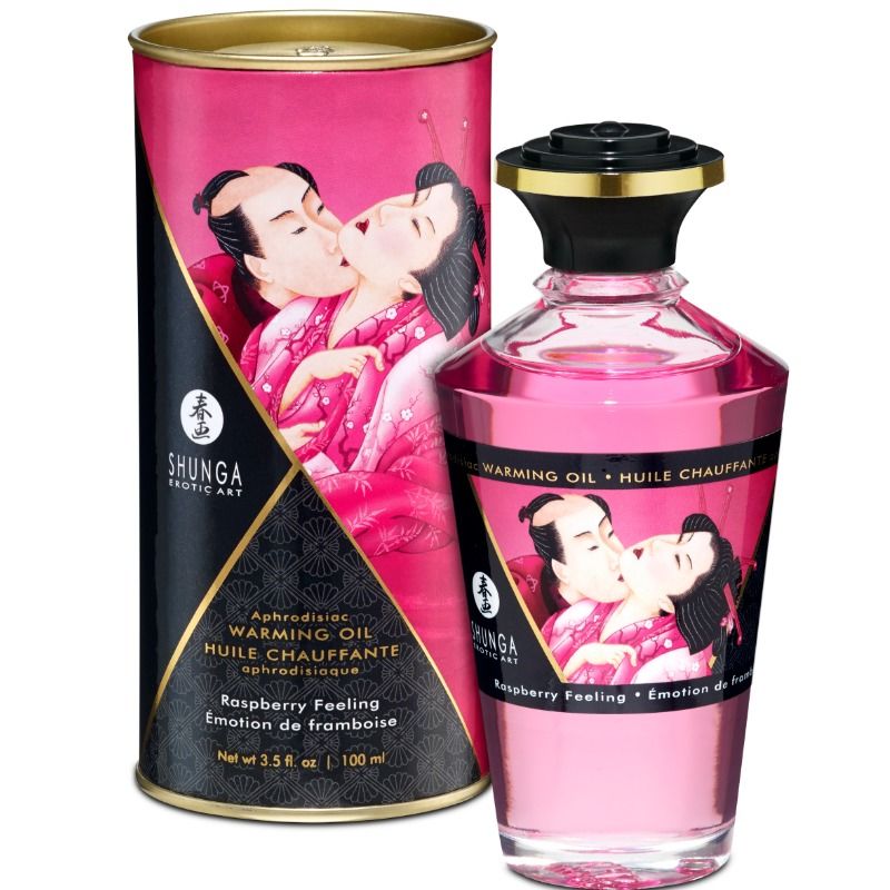 Huile de Massage Sensuelle Shunga - Framboise Chaleur Intense 100 ml
