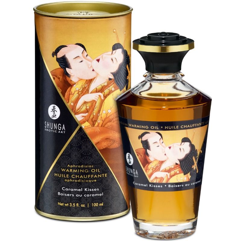 Huile de Massage Shunga Caramel - Effet Chaleur pour des Moments Sensuels