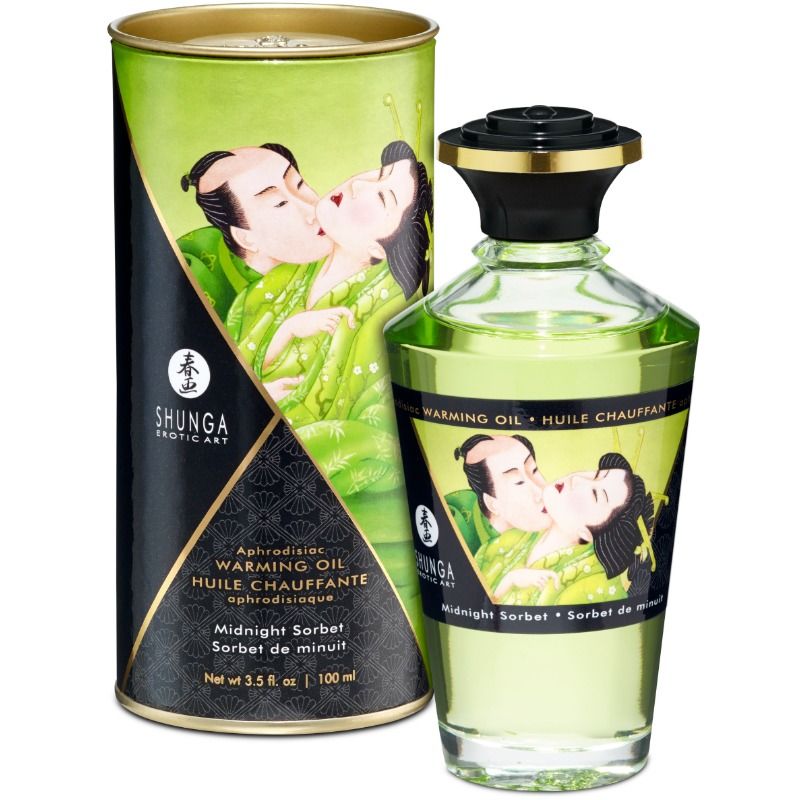 Huile de Massage Sensuelle Shunga - Effet Chaleur Sorbet de Minuit 100ml
