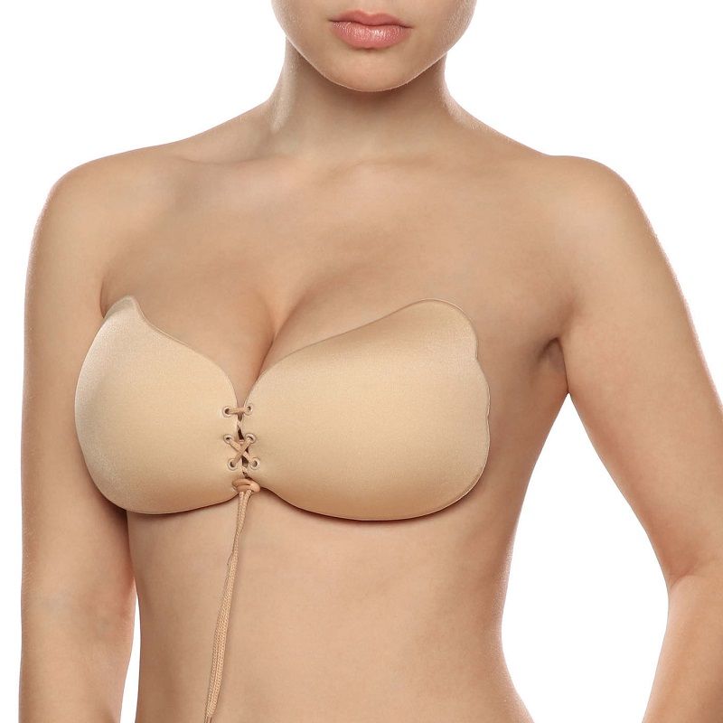 Soutien-Gorge Autocollant en Dentelle Beige - Effet Push-Up Sublime