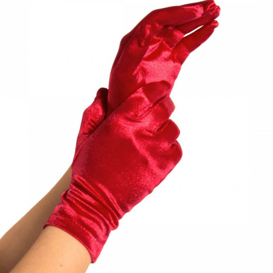 Gants Satinés Rouges Élégants pour Fêtes et Événements