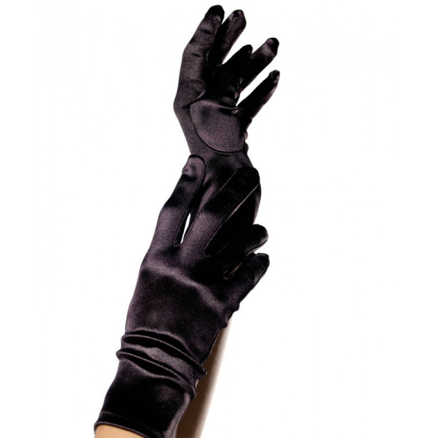 Gants Satinés Noirs Élégants pour Fêtes et Événements - Leg Avenue