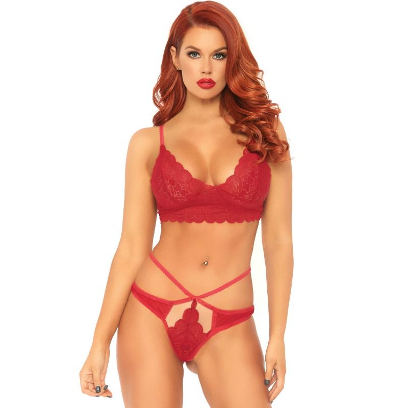 Ensemble Lingerie Dentelle Rouge : Bralette et String Séduisant M/L