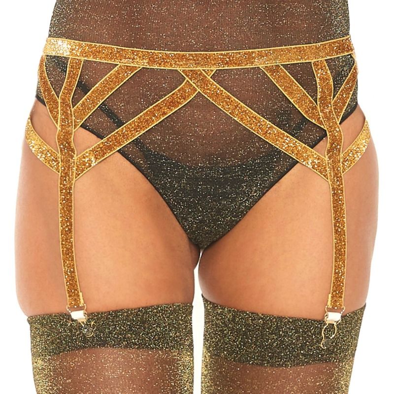 Porte-Jarretelles Élastique Lurex Doré - Élégance et Séduction