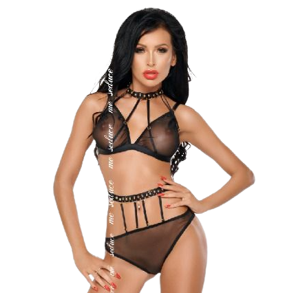 Ensemble de Lingerie Noir Dotty - Élégance et Séduction en L/XL