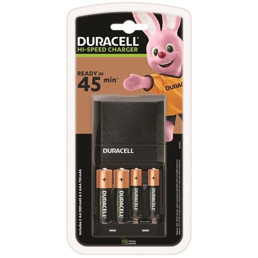 Chargeur Rapide Duracell 45 Min avec Piles AA et AAA Incluses
