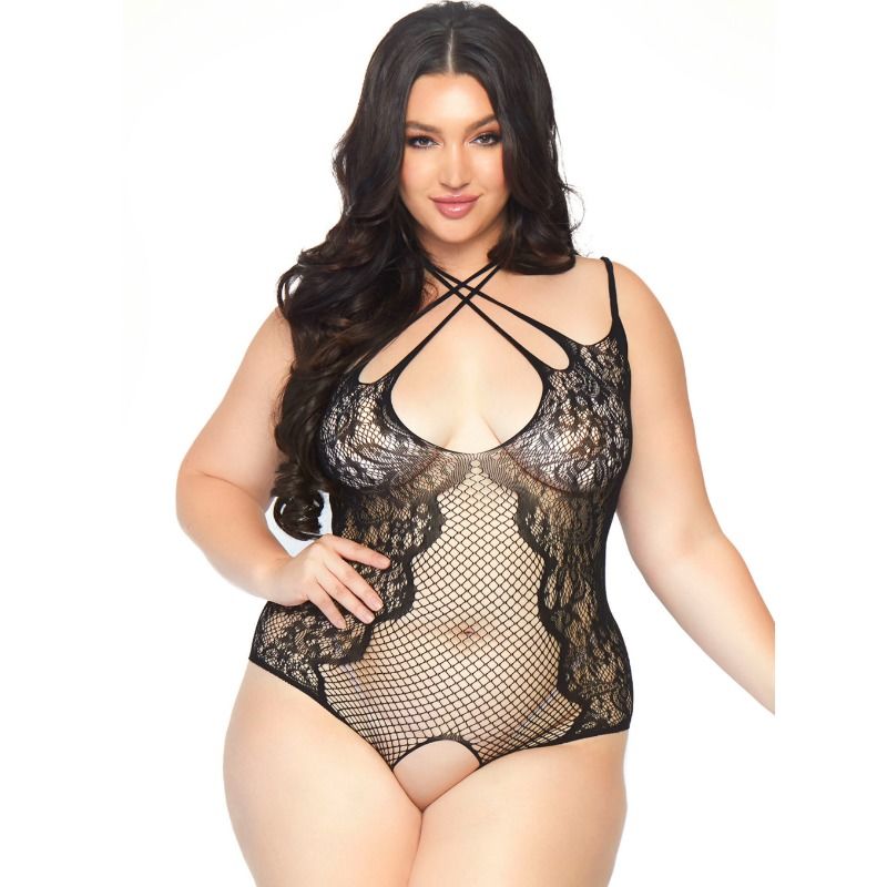 Teddy Élégant en Dentelle et Filet - Sensualité Assurée 1X-2X
