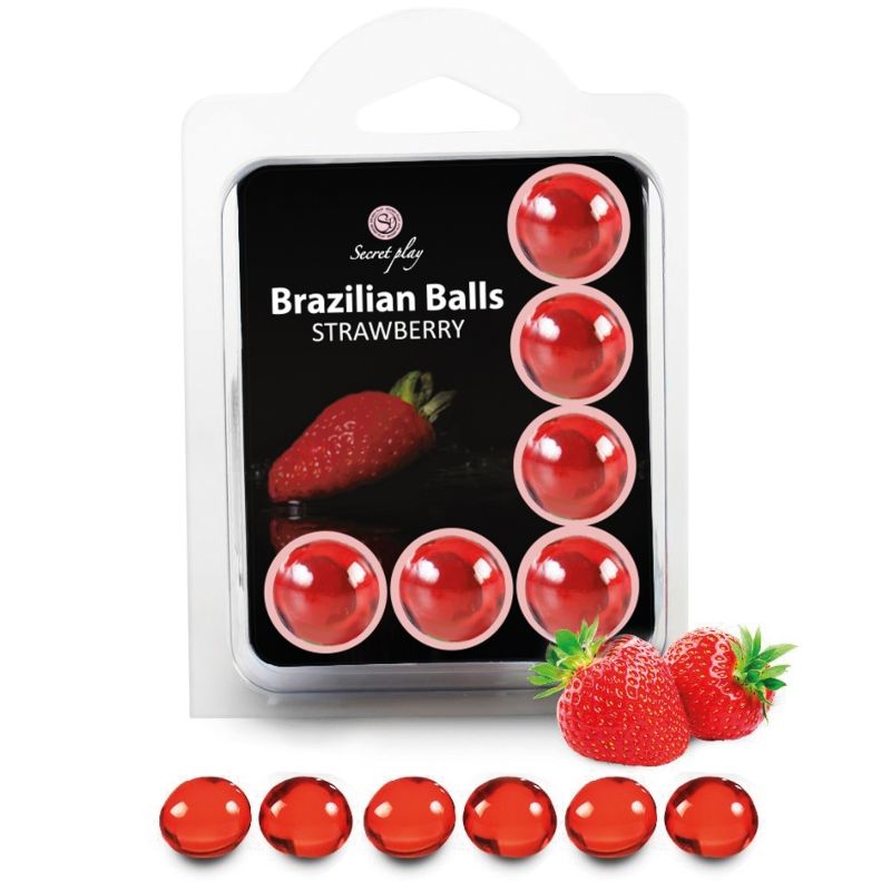 Set de 6 Balles Brésiliennes Fraise - Plaisir Sensoriel et Lubrifiant