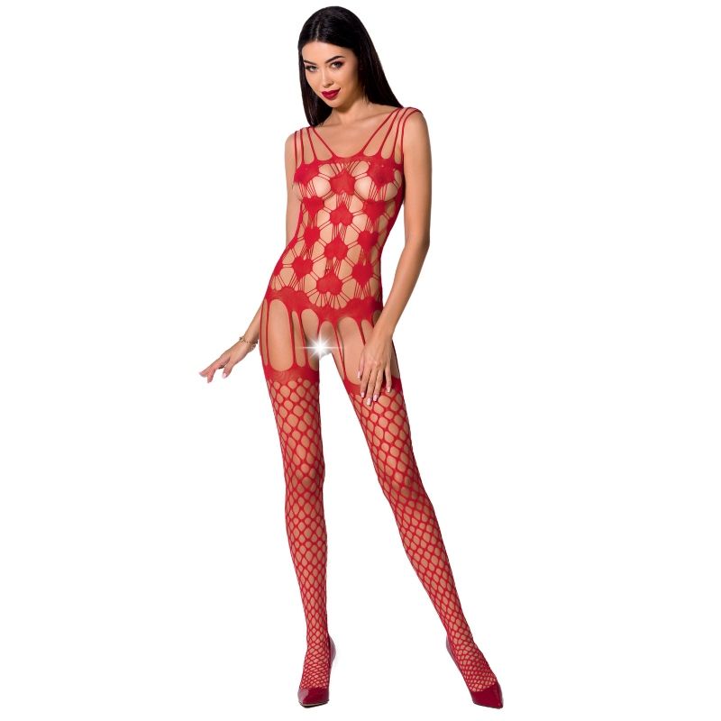 Bodystocking Rouge Sexy avec Dentelle et Ouverture - Taille Unique