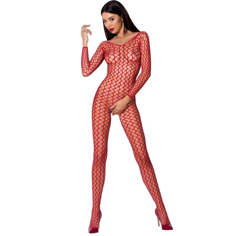 Bodystocking Rouge Femme PASSION BS068 - Sexy et Élégant