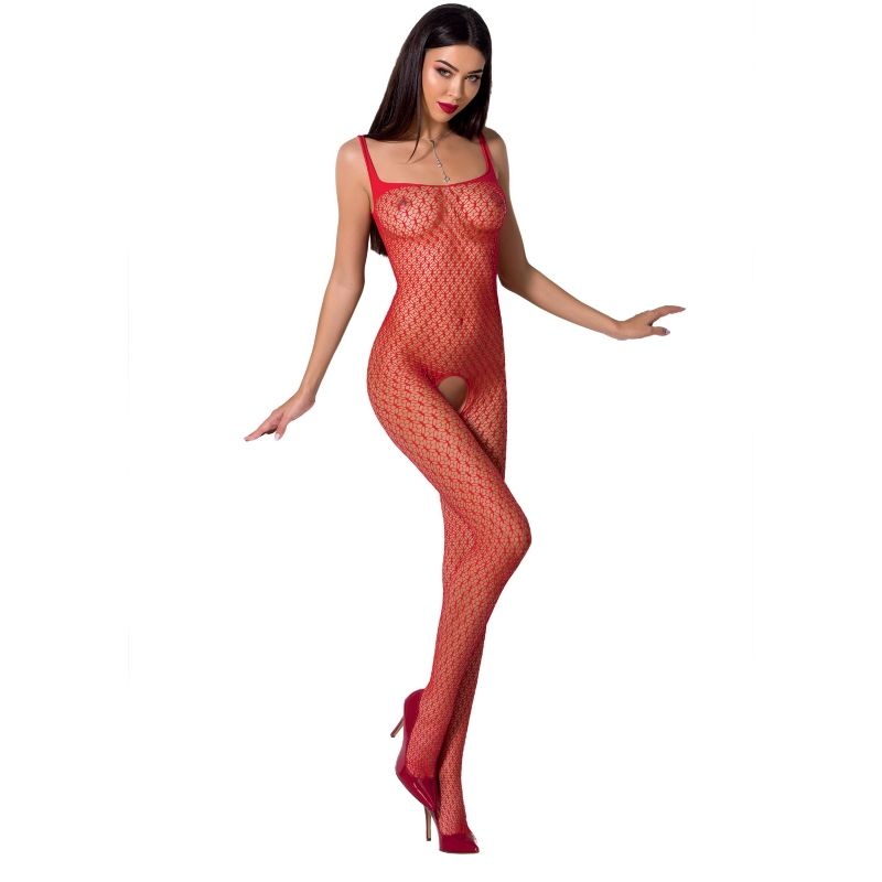 Bodystocking Rouge Sexy avec Dentelle et Ouverture - Taille Unique
