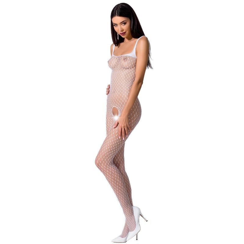 Bodystocking Blanc Sexy en Résille avec Ouverture - Passion