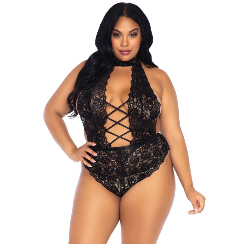 Teddy en Dentelle Florale Noir Grande Taille - Élégance et Séduction