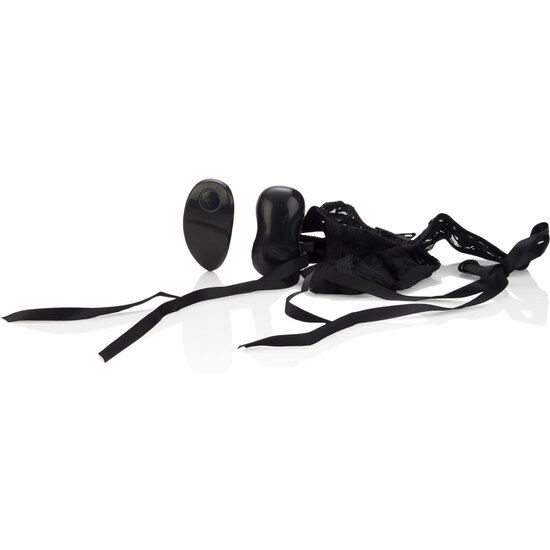 String en Dentelle Noire avec Vibrateur Amovible - 10 Fonctions Sensuelles