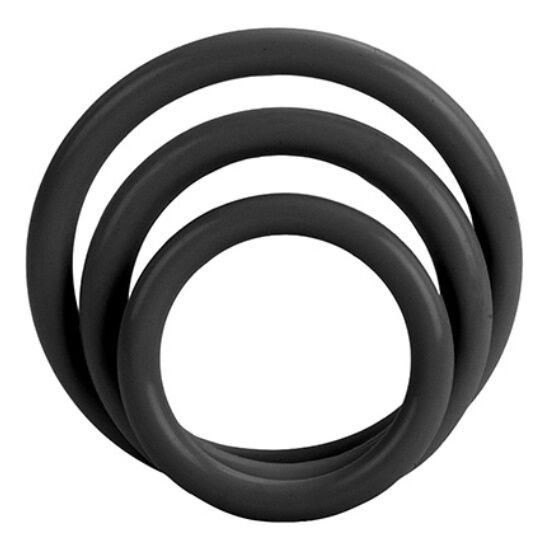 Ensemble de Tri-Anneaux Noirs en Silicone pour Érections Durables