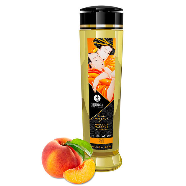 Huile de Massage Érotique Stimulante Shunga 240 ml - Sensations Pêchues