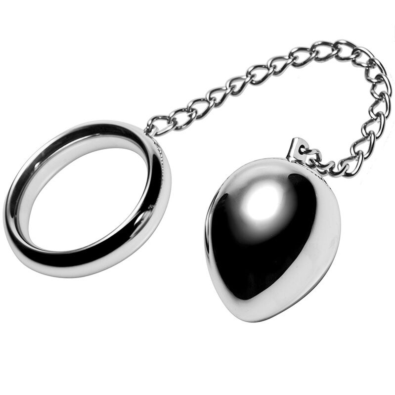 Anneau Pénien Métal Hard 40mm avec Chaîne et Boule pour Plaisir Anal